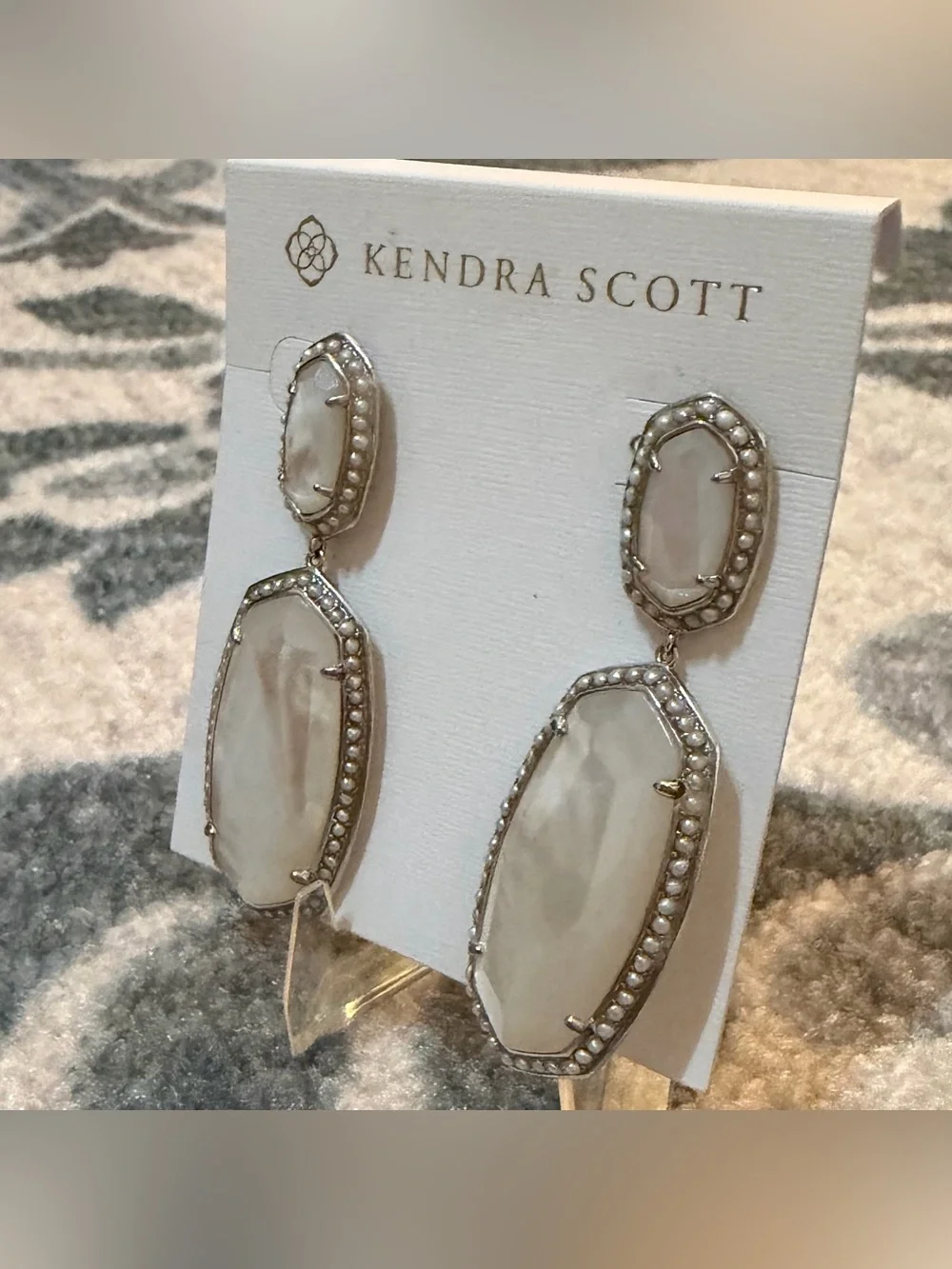 Kendra Scott Pearl Beaded Elle Statement Earrings in Ivory Mother of Pearl
